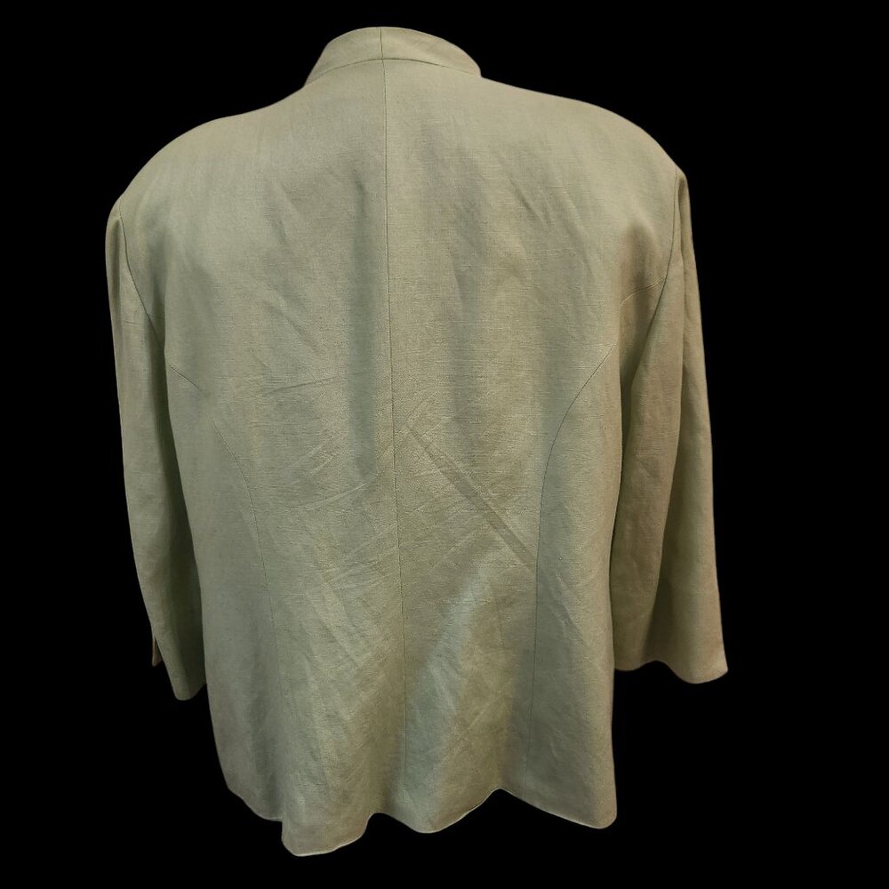 Beautiful Lime Green Jessica Howard Woman Embroidered Linen Blend Jacket Size 16 - Picture 6 of 14
